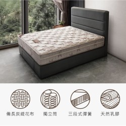 備長碳乳膠三段式獨立筒床墊